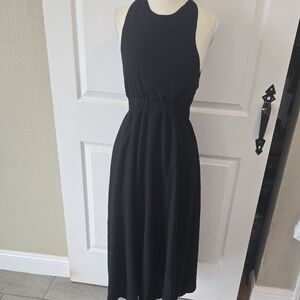 Forever 21 Linen Blend Black Midi Dress – Women’s Size L
